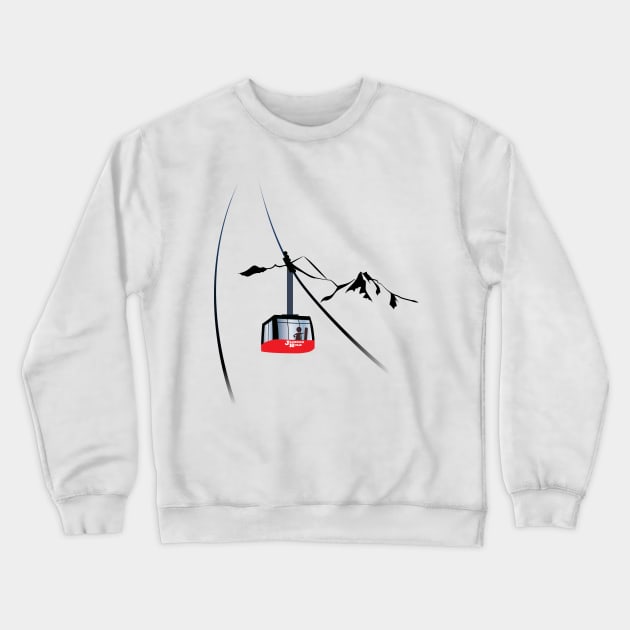 Jackson Hole cable car and skier Crewneck Sweatshirt by leewarddesign